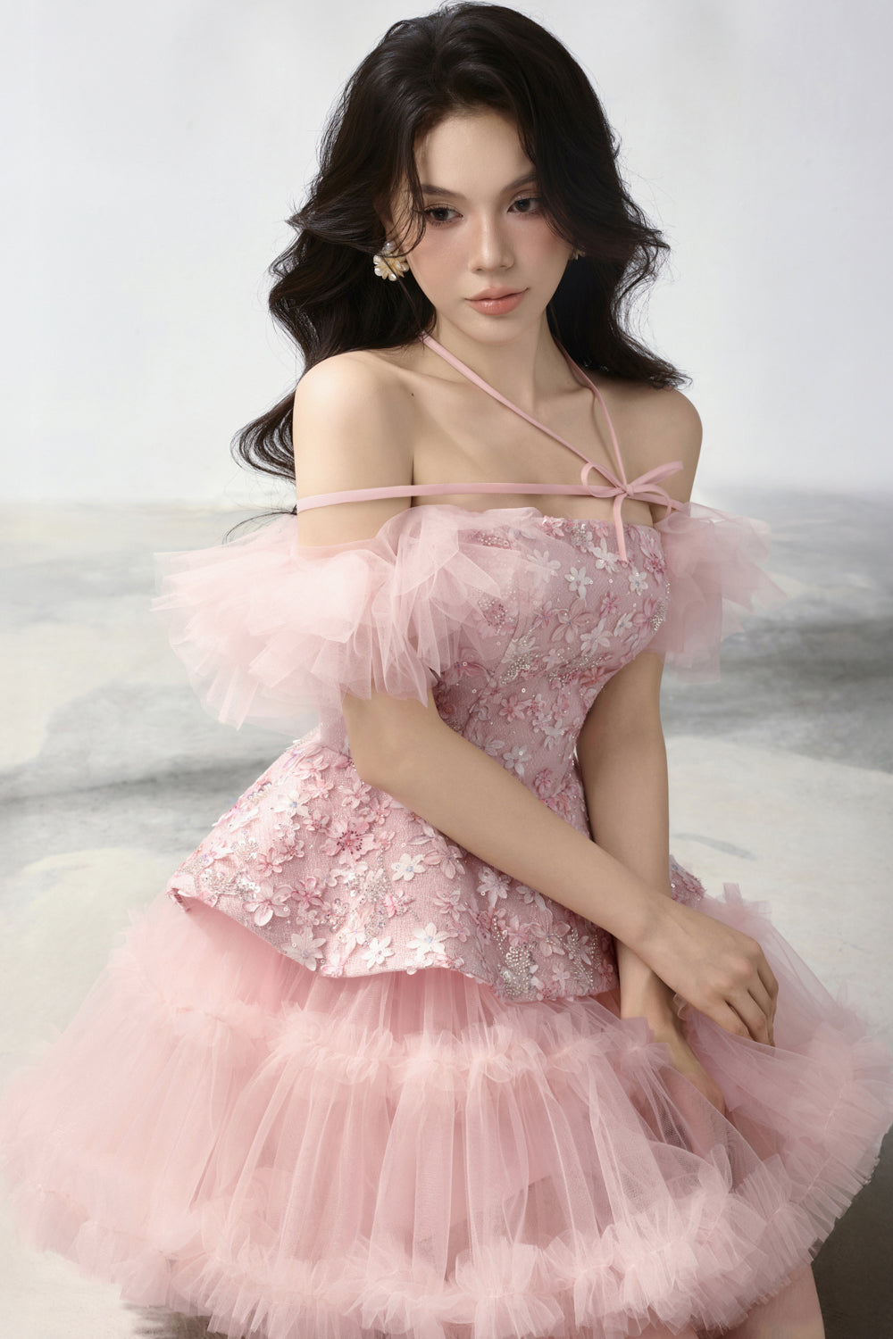 Opal Cold Shoulder Shirring Mini Dress