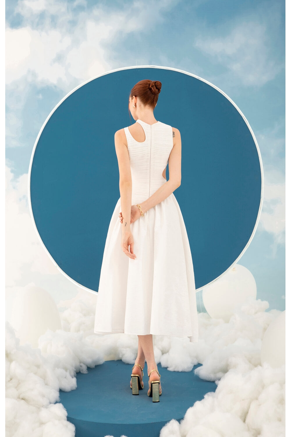 Cree Asymmetrical Shoulder Dress