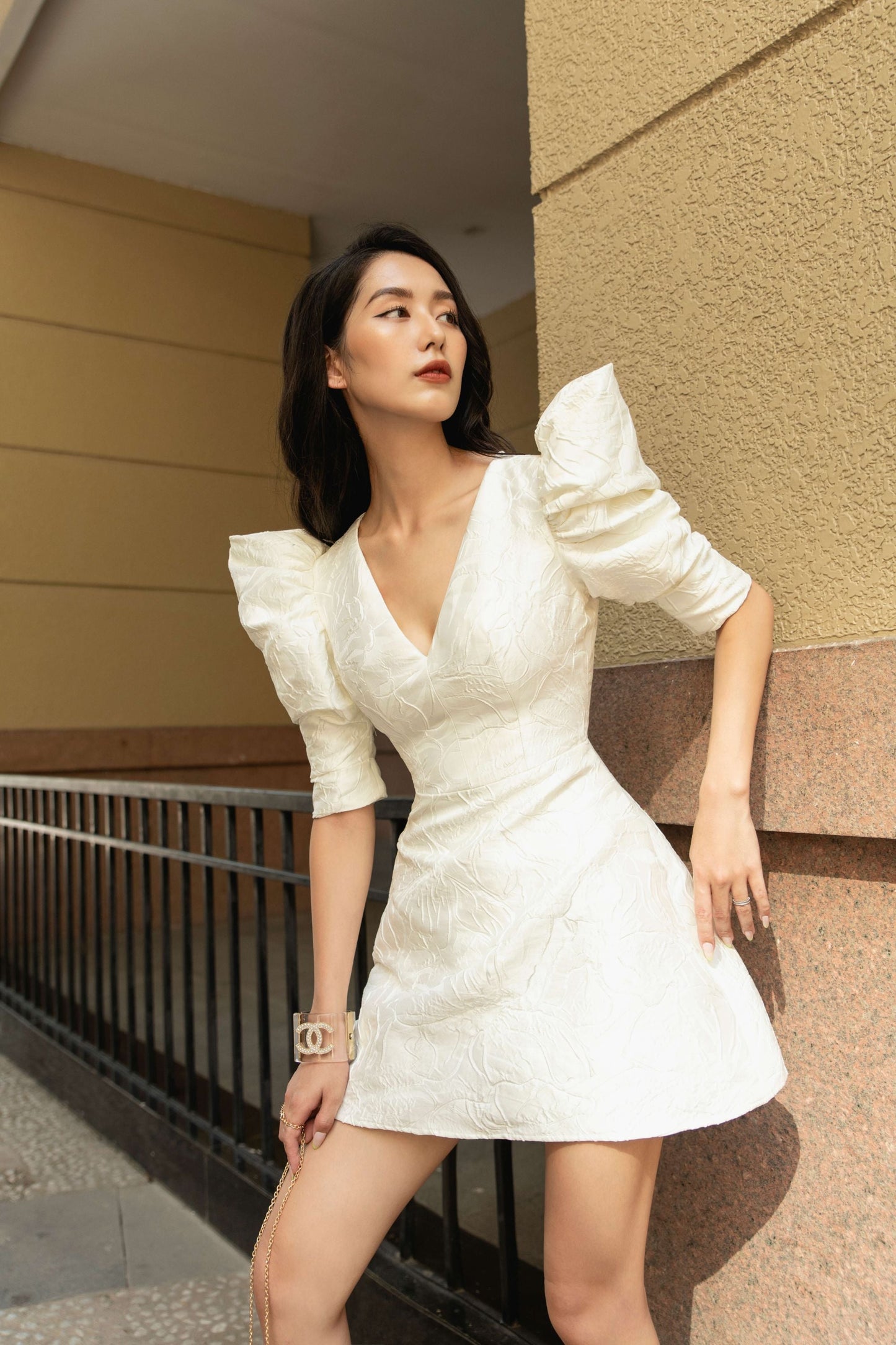 Theodora Puffy Sleeves Mini Dress