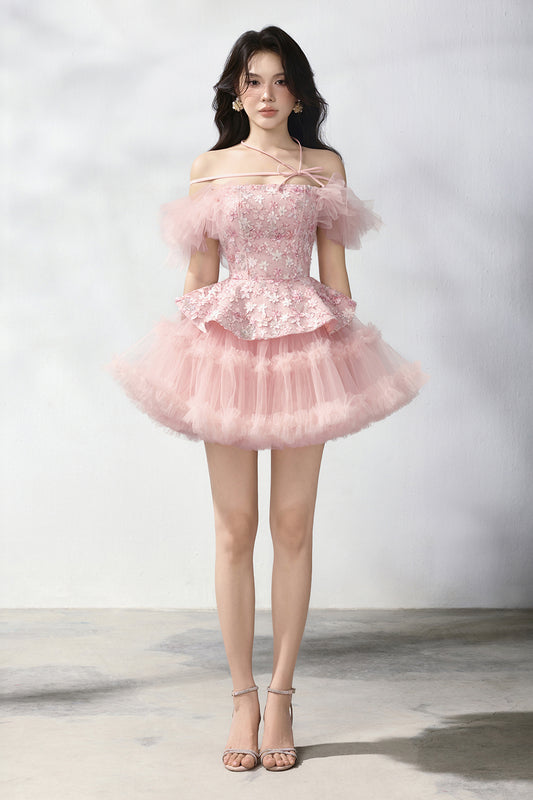 Opal Cold Shoulder Shirring Mini Dress