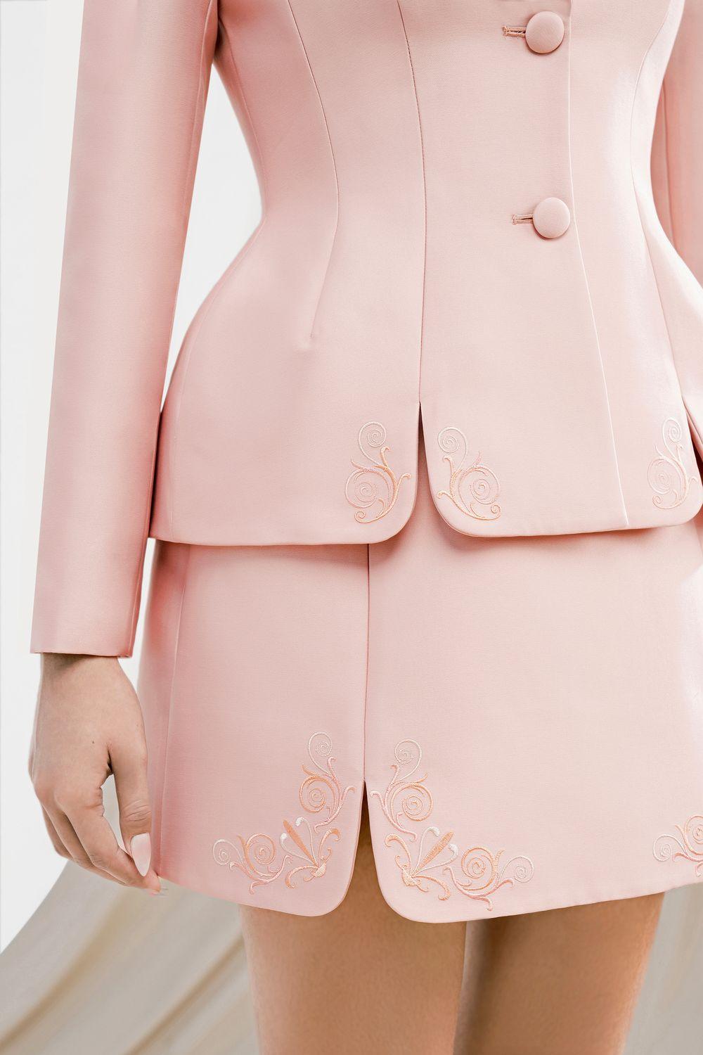 Caroline A-line Embroidered Taffeta Mini Skirt - MEAN BLVD
