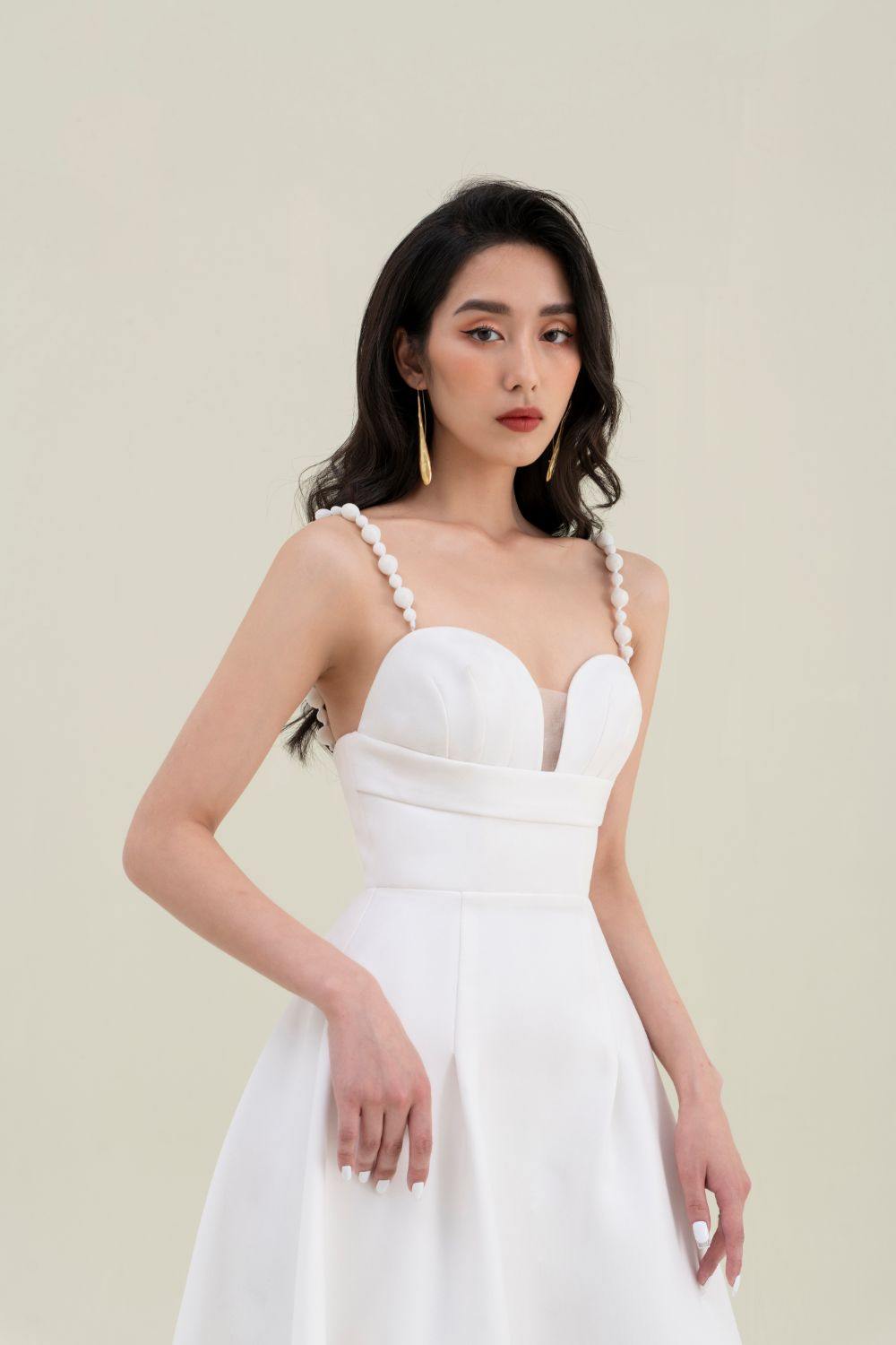 Cora White Pearl Midi Dress - Mean BLVD