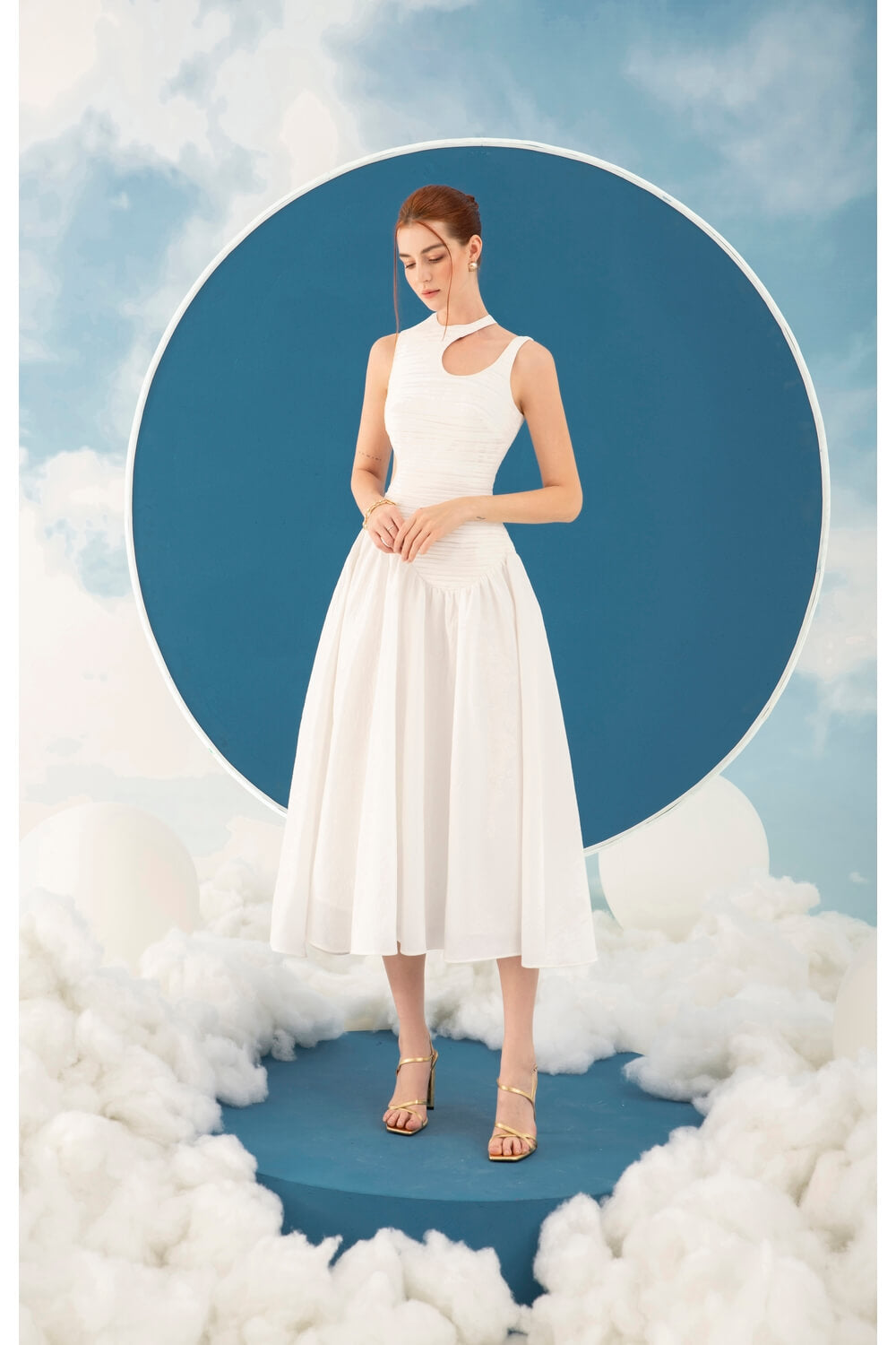 Cree Asymmetrical Shoulder Dress