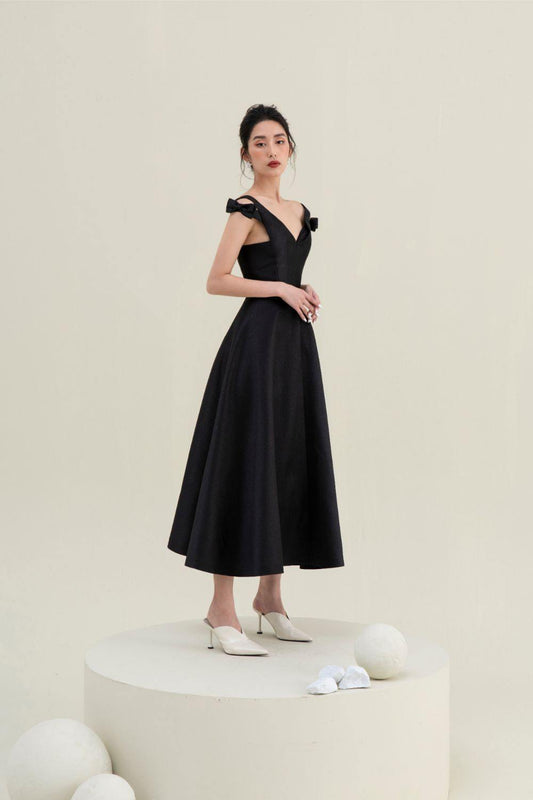 Quinn Bow Midi Dress - Mean BLVD