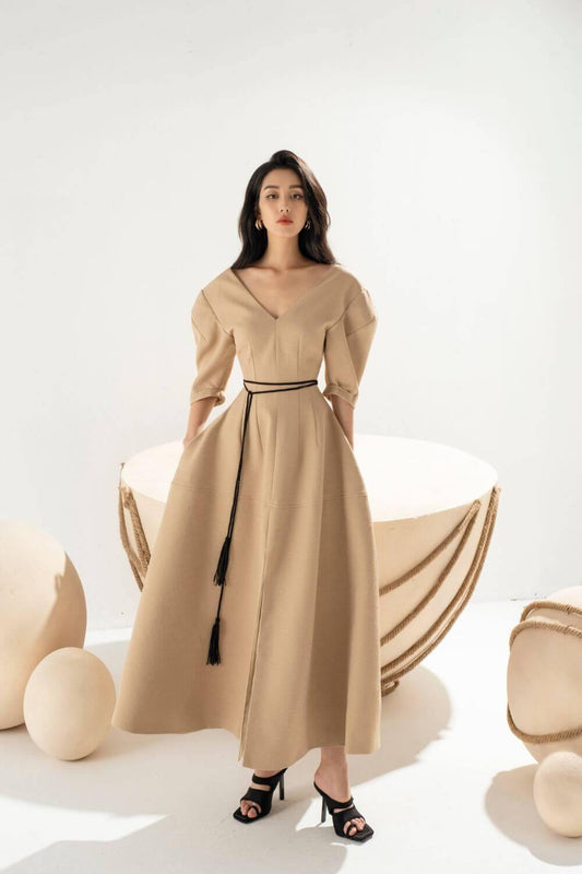 Calliope Classic V-neck Midi Dress - Made to order - Mean Boulevard