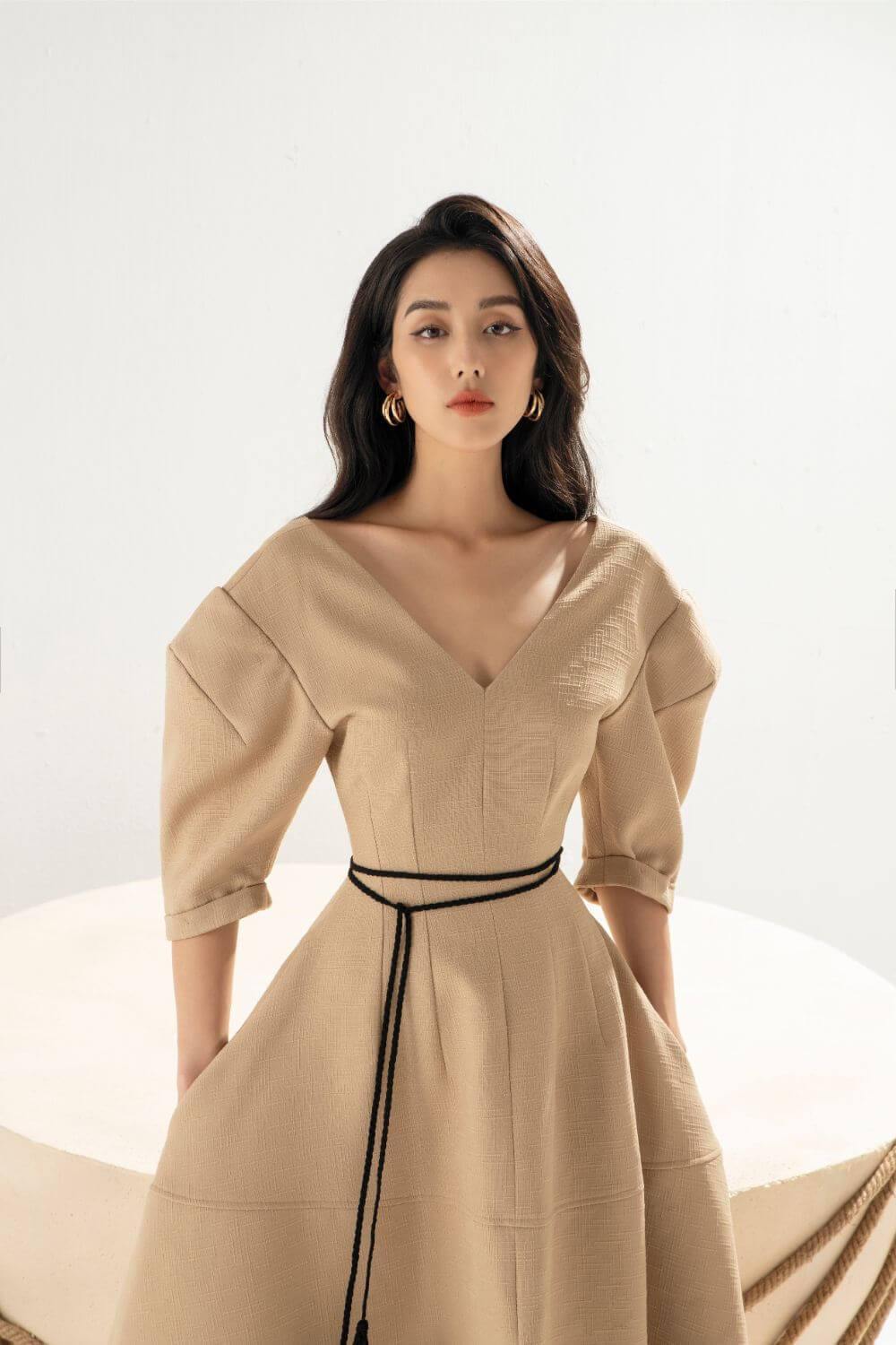 Calliope Classic V-neck Midi Dress - Made to order - Mean Boulevard