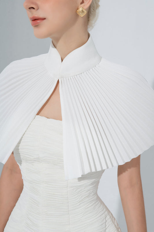 Aisha Pleated Cape White