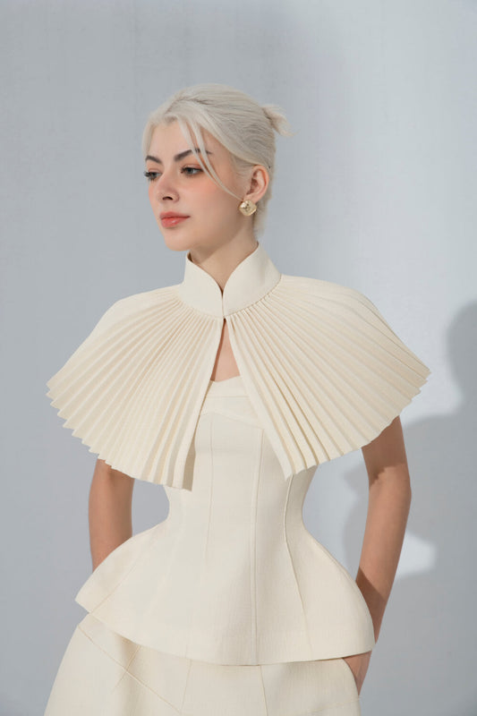 Aisha Pleated Cape Cream