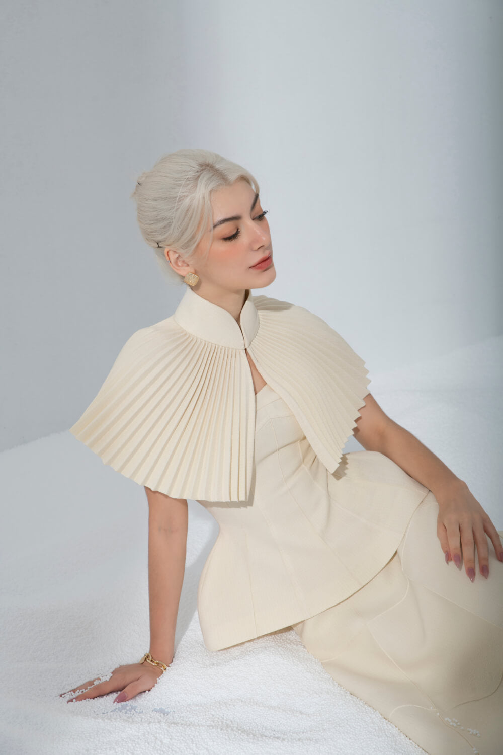 Aisha Pleated Cape Maroon