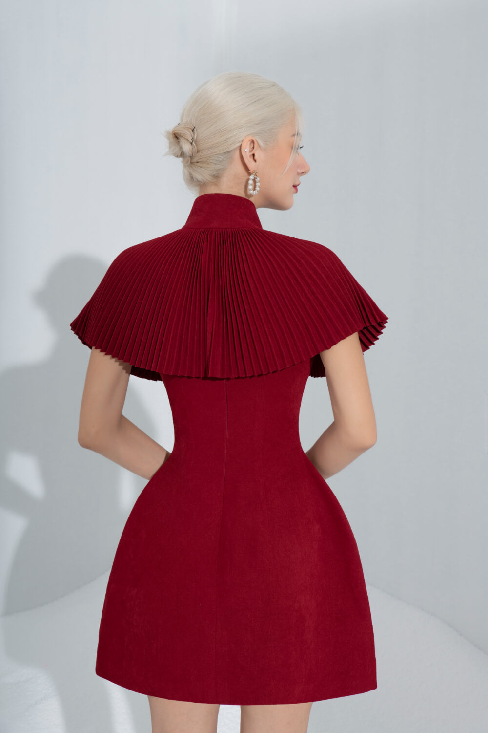 Aisha Pleated Cape Maroon