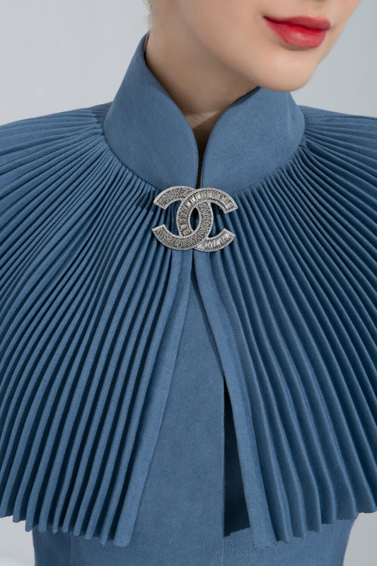 Aisha Pleated Cape Blue