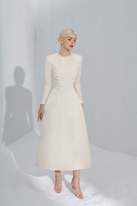 Elliott Pleated Neck Dress