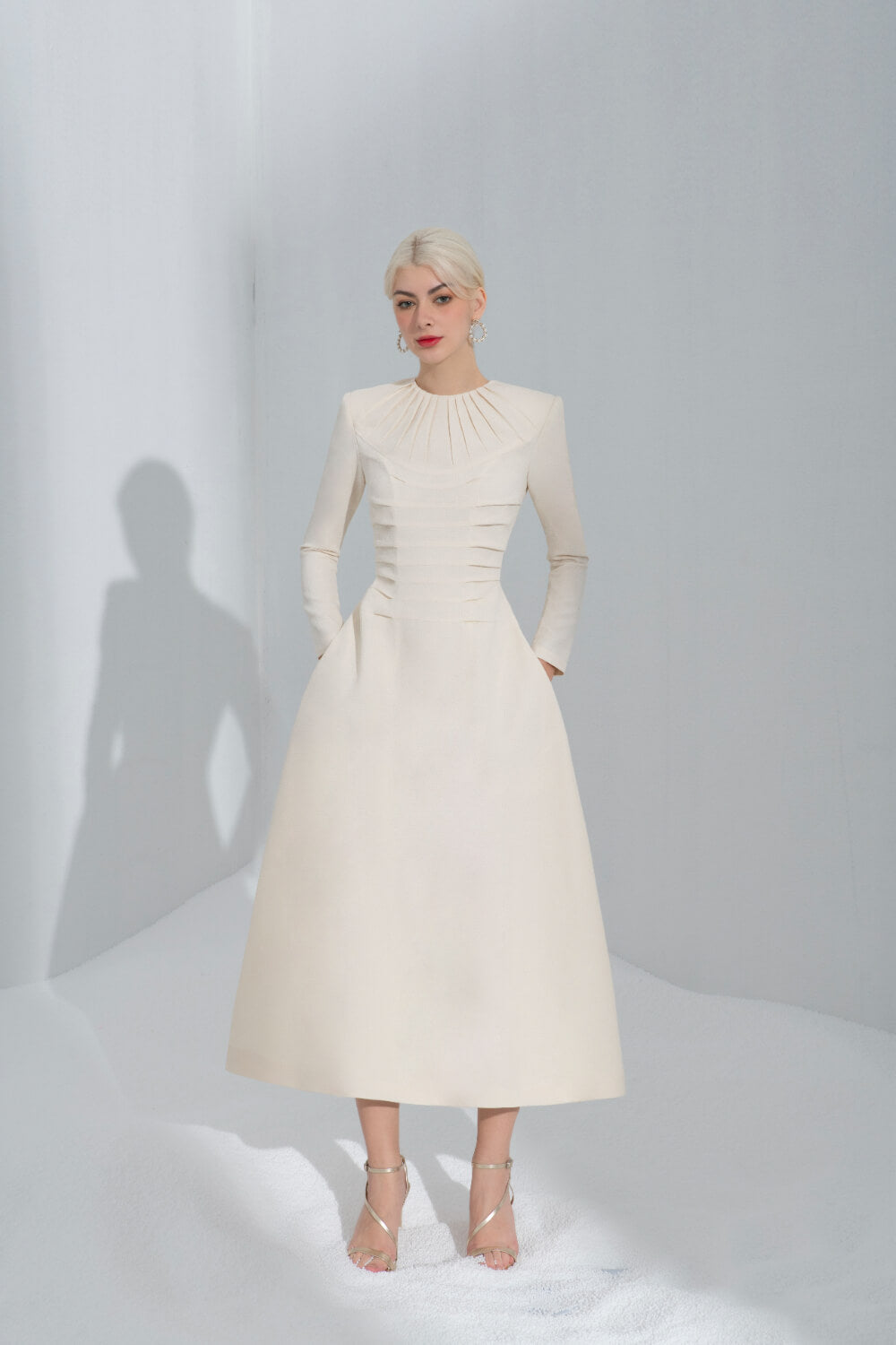 Elliott Pleated Neck Dress