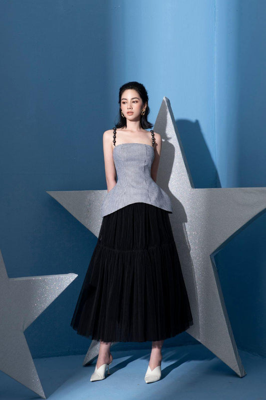 Tryphena Houndstooth Hourglass-shaped Camisole - Mean BLVD