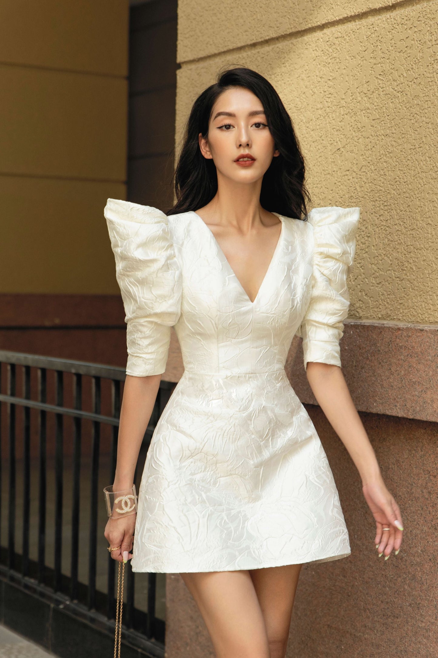 Theodora Puffy Sleeves Mini Dress