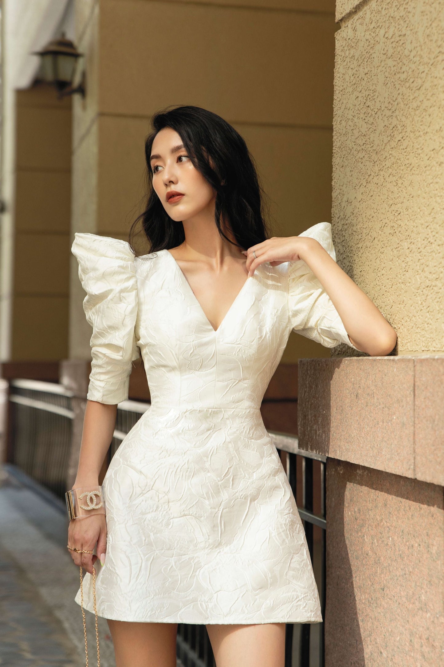 Theodora Puffy Sleeves Mini Dress