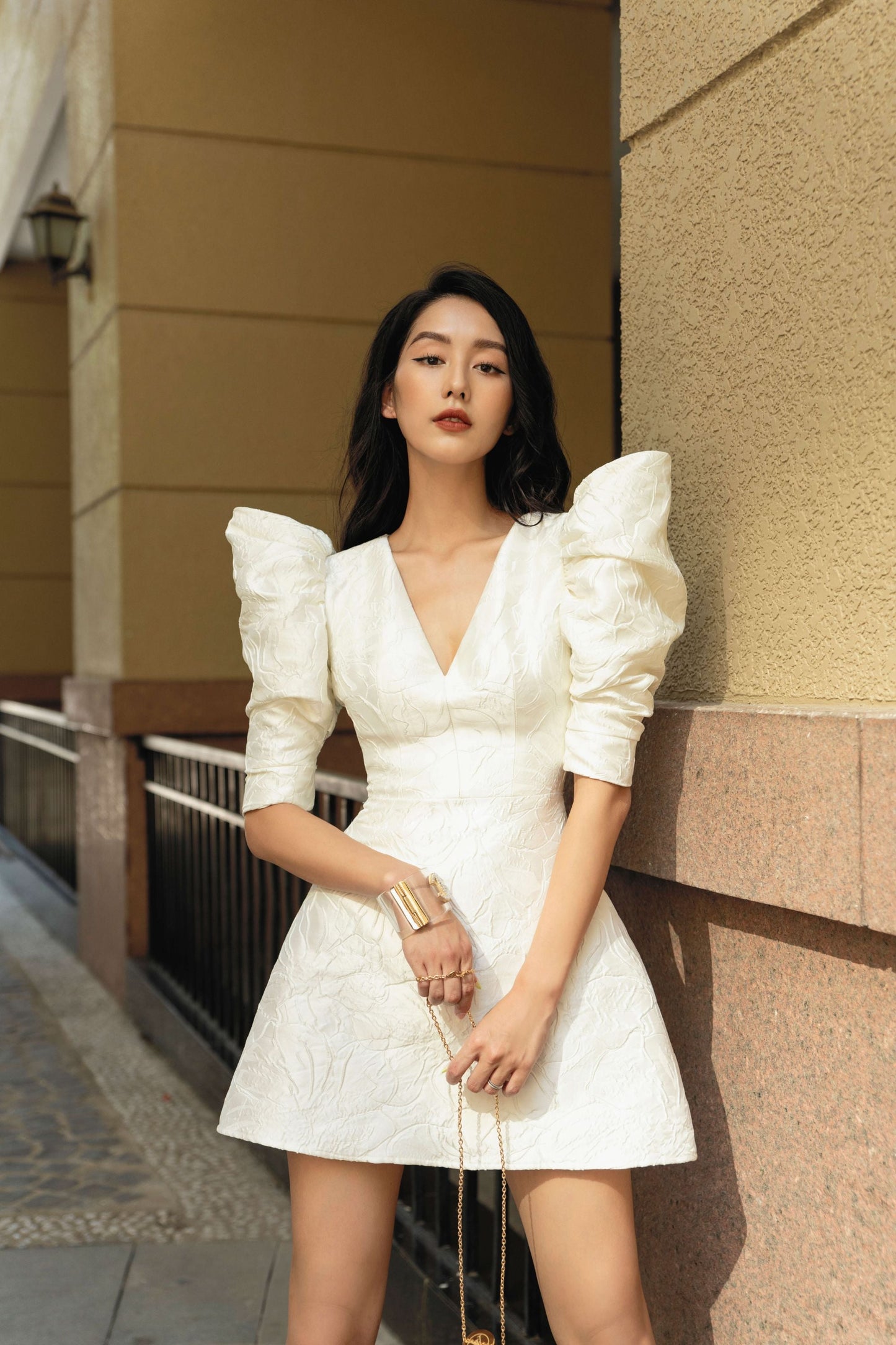 Theodora Puffy Sleeves Mini Dress