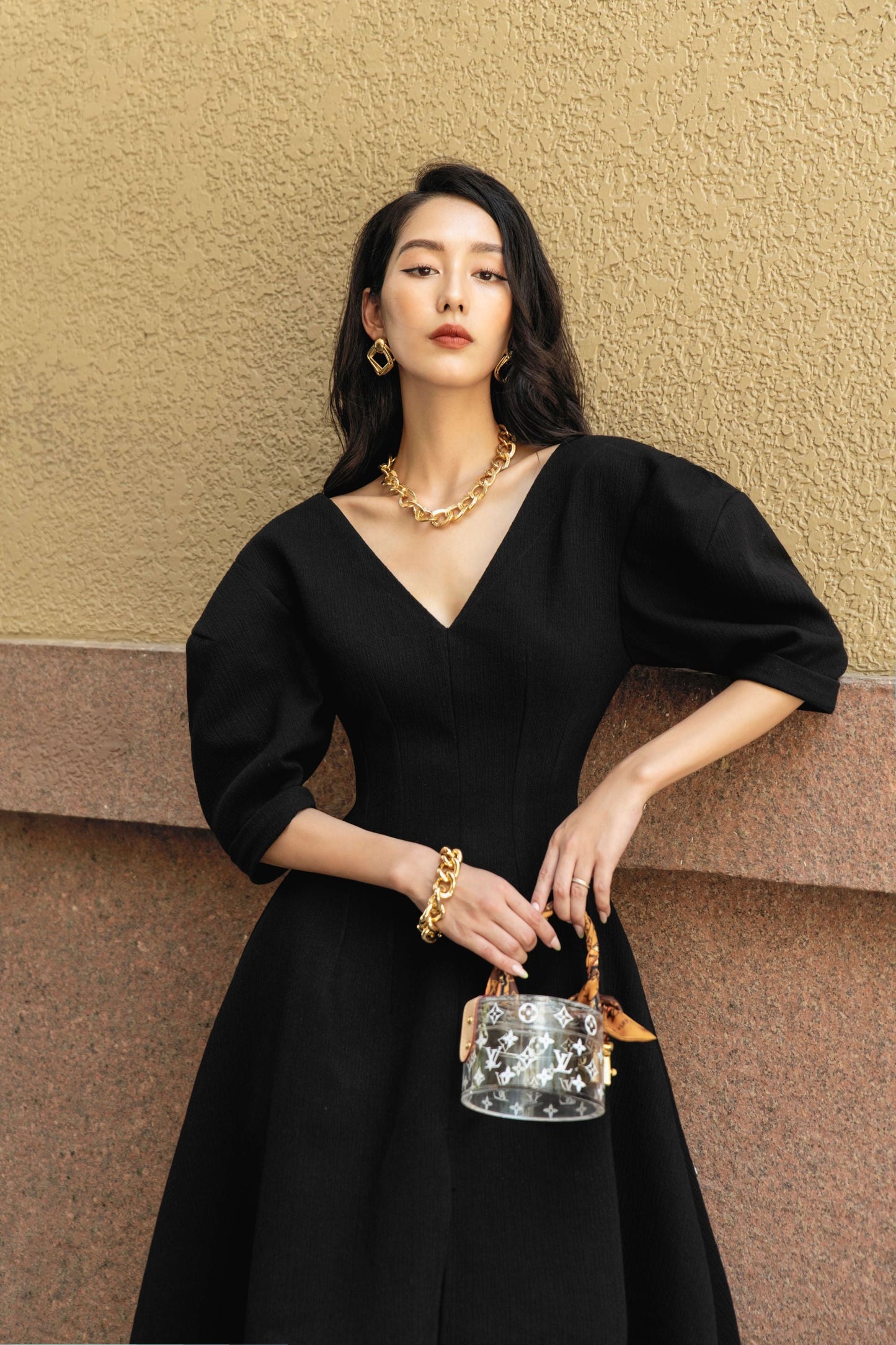 Valentina Puffy Sleeves Midi Dress