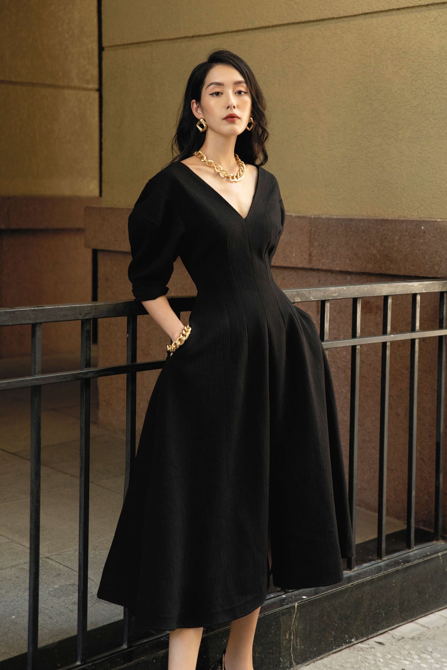 Valentina Puffy Sleeves Midi Dress