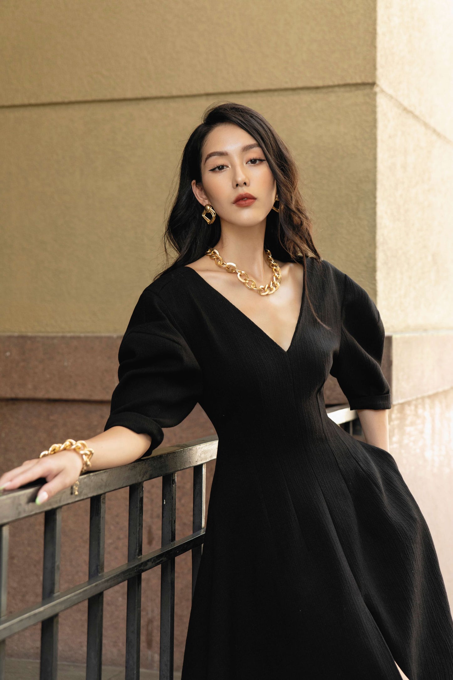 Valentina Puffy Sleeves Midi Dress