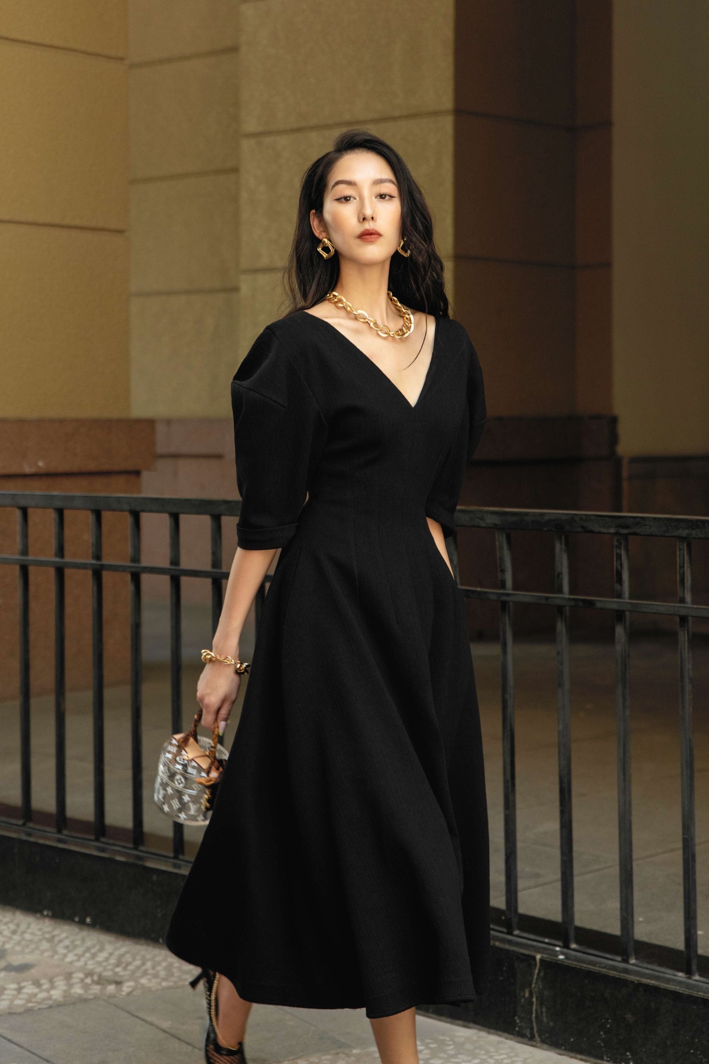 Valentina Puffy Sleeves Midi Dress