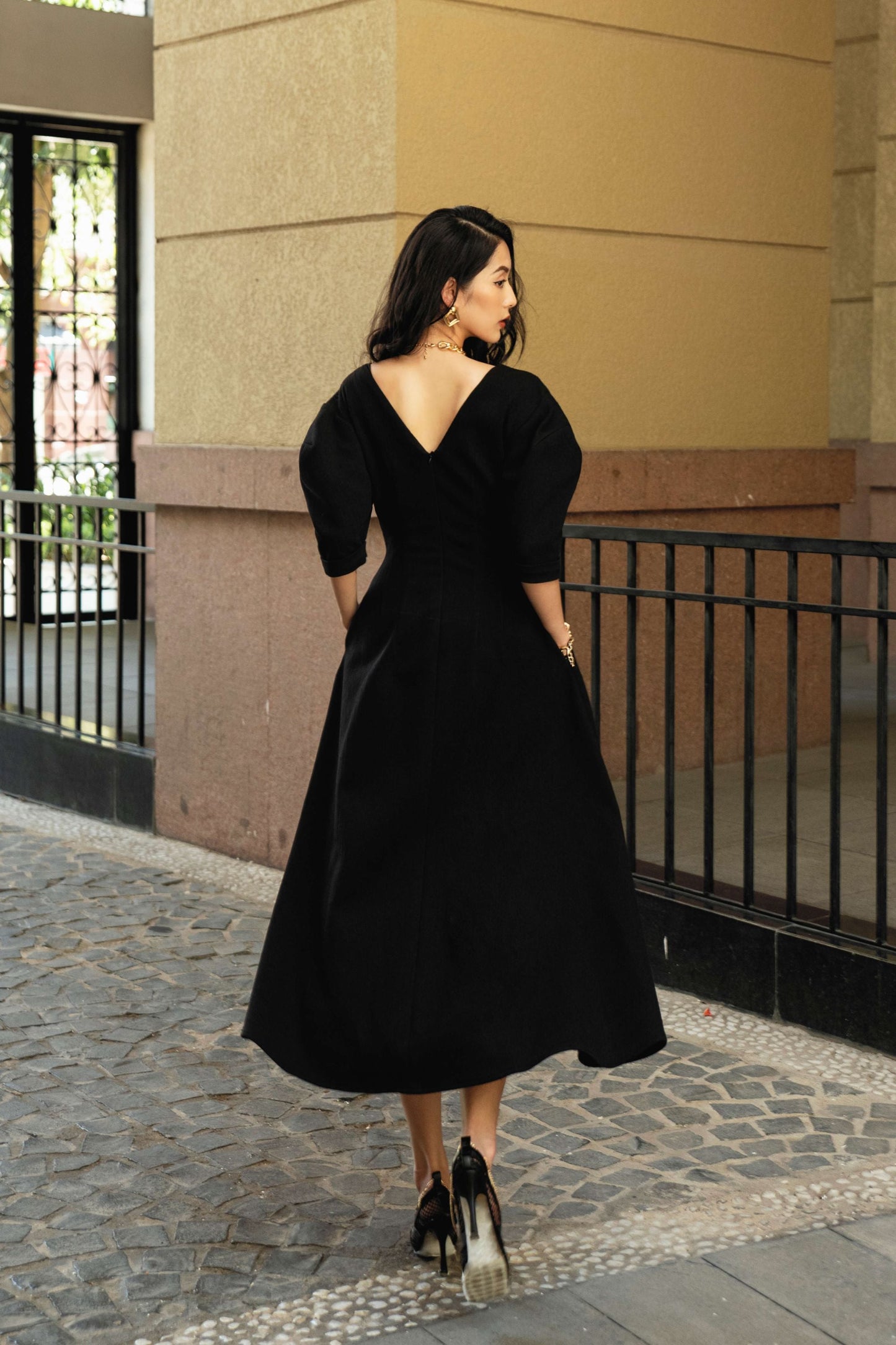 Valentina Puffy Sleeves Midi Dress