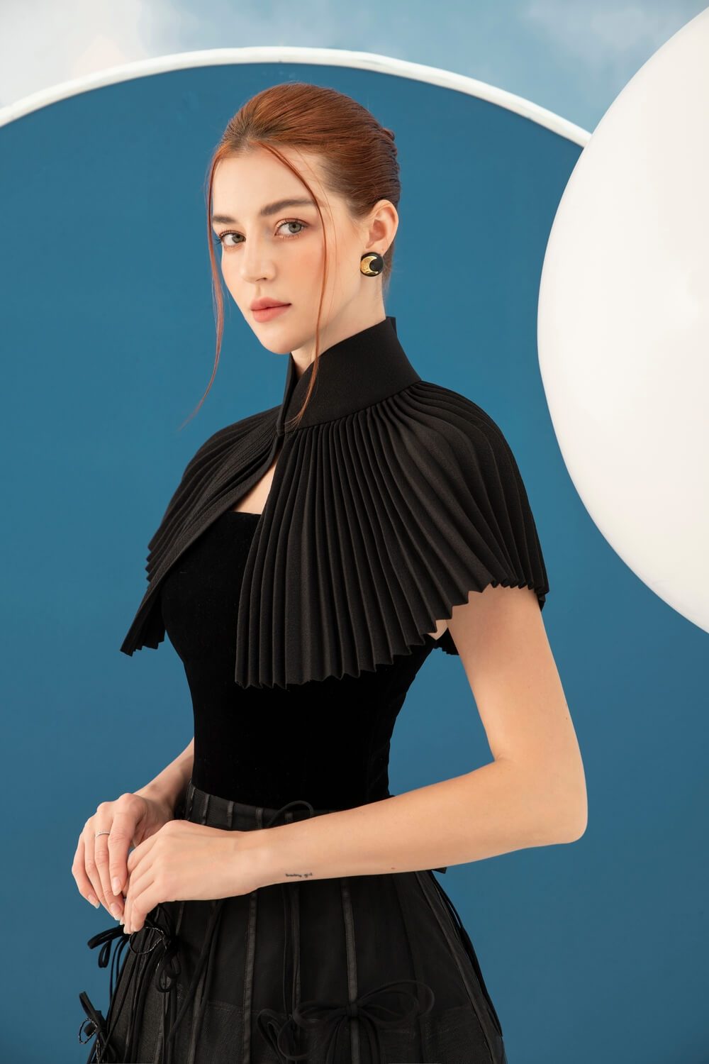 Sackhoff Cape Shoulder Dress