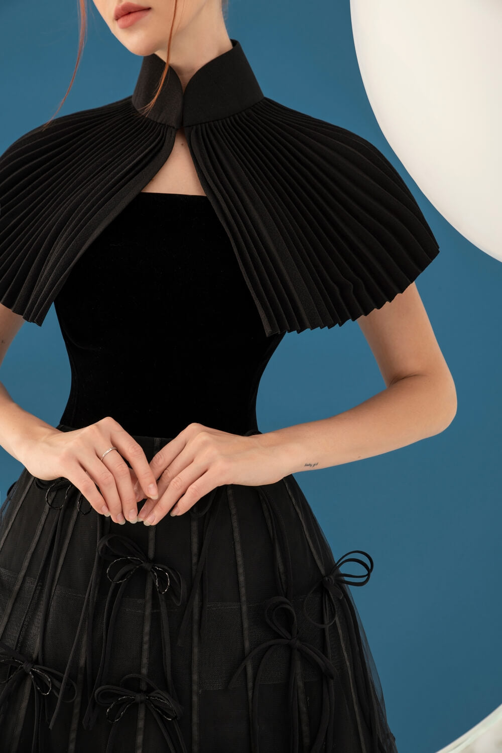 Sackhoff Cape Shoulder Dress