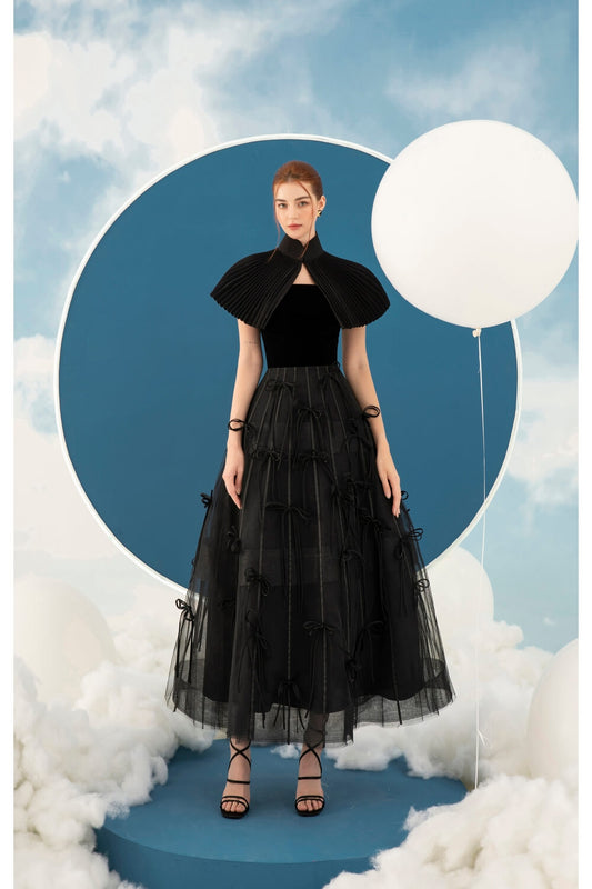 Sackhoff Cape Shoulder Dress