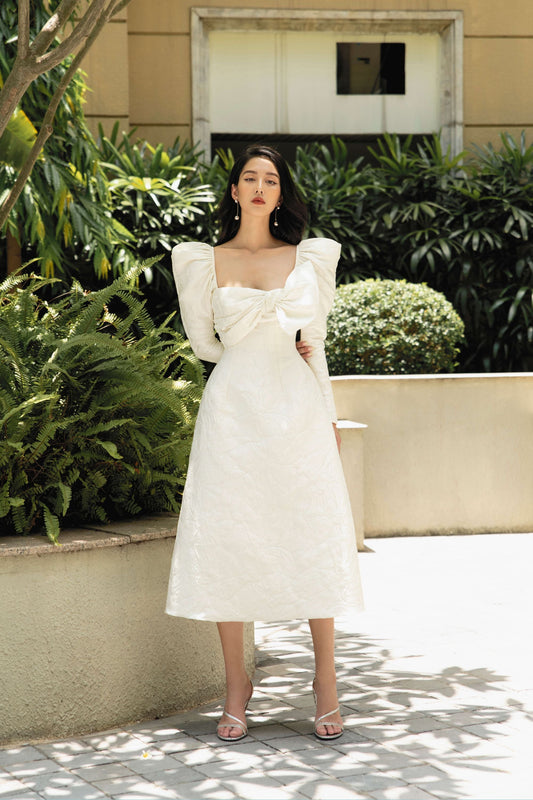 Soraya Puffy Sleeves Midi Dress