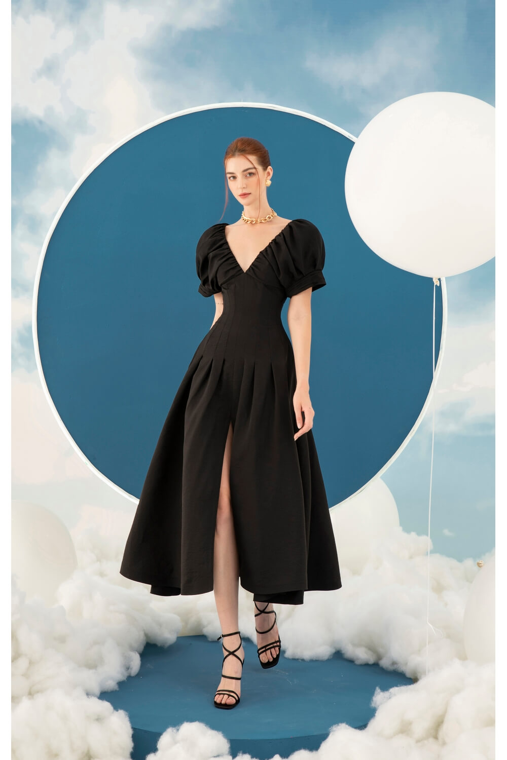 Dushka Puffy Shoulder Dress