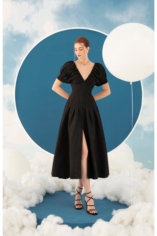 Dushka Puffy Shoulder Dress