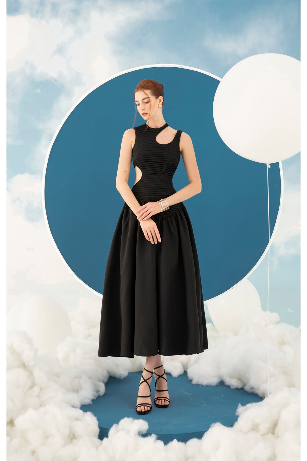 Cree Asymmetrical Shoulder Dress