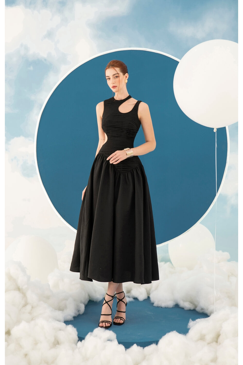 Cree Asymmetrical Shoulder Dress