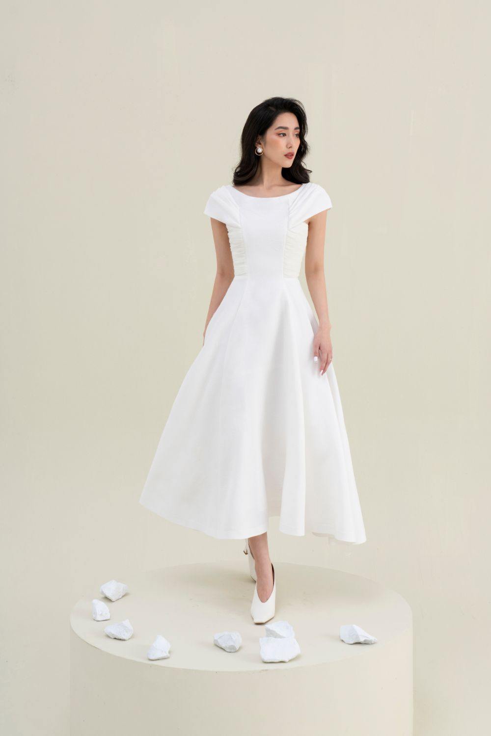 Lita White Midi Dress  - Mean BLVD