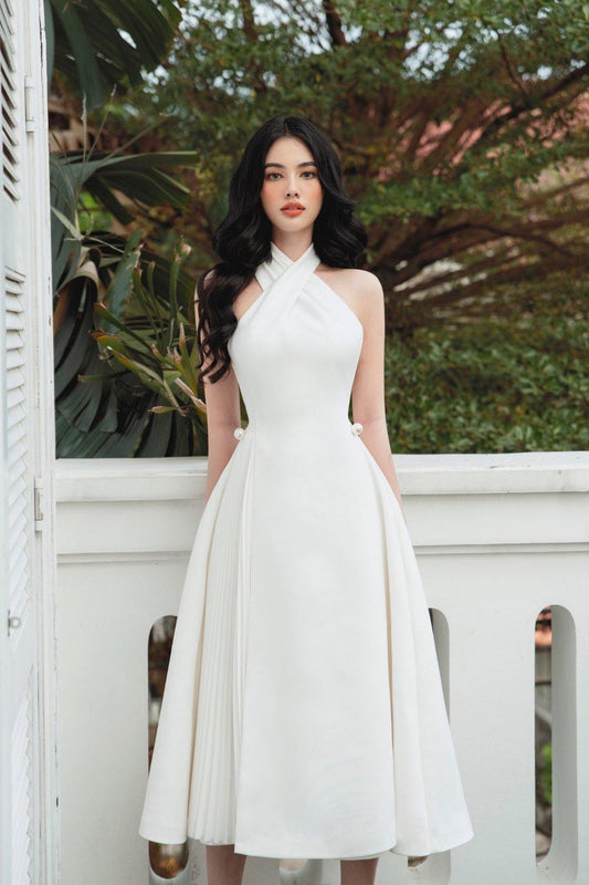 Aza Pleated Midi Dress - Mean BLVD