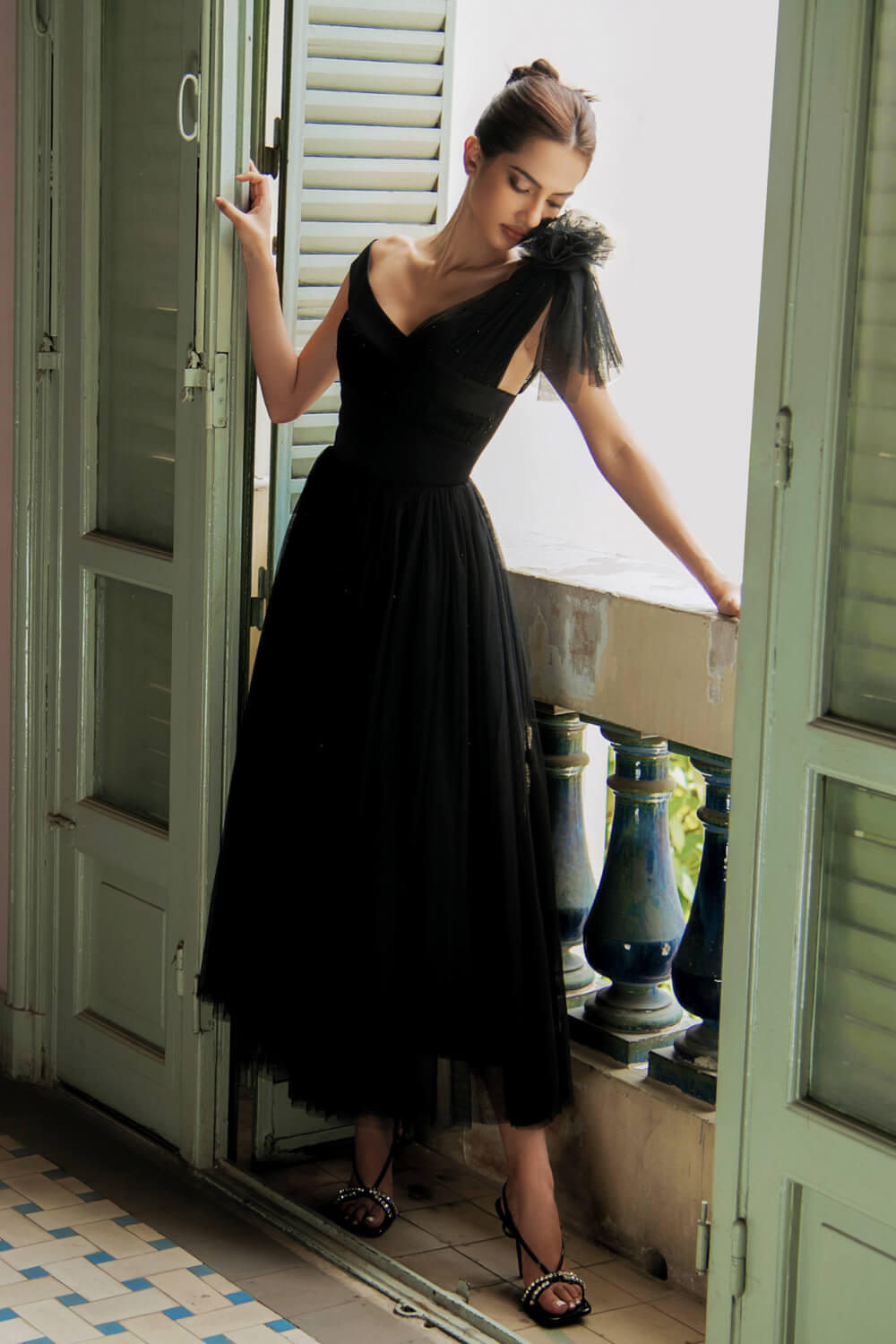 Brittany Wide V-Neck Dress