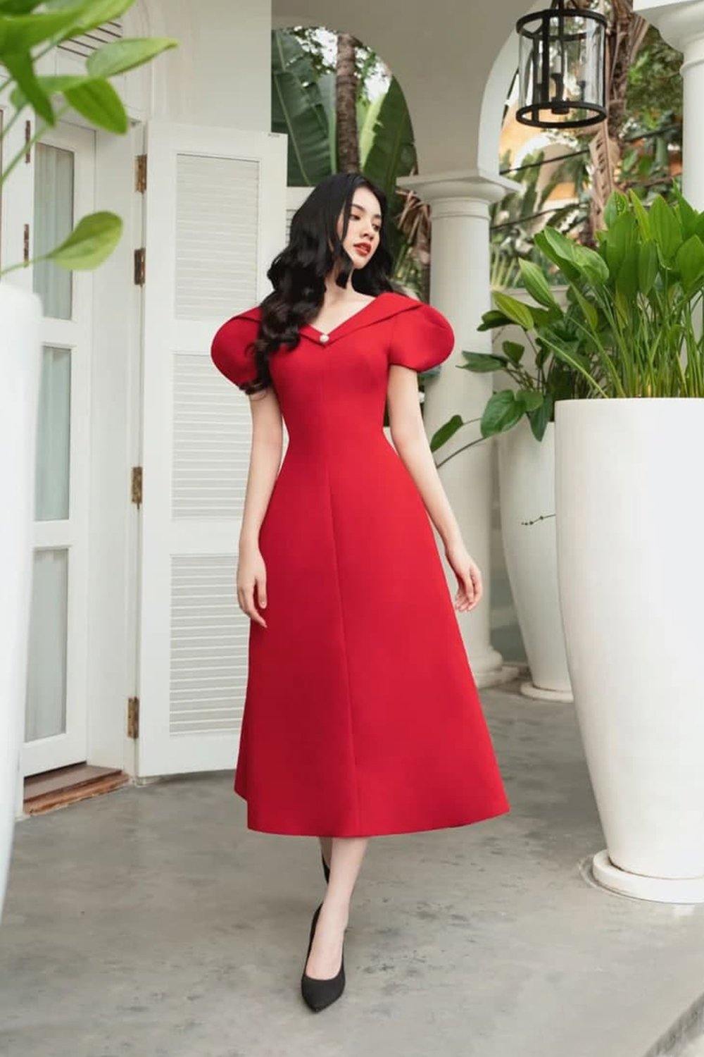 Jesse Puff Sleeves Midi Dress - Mean BLVD